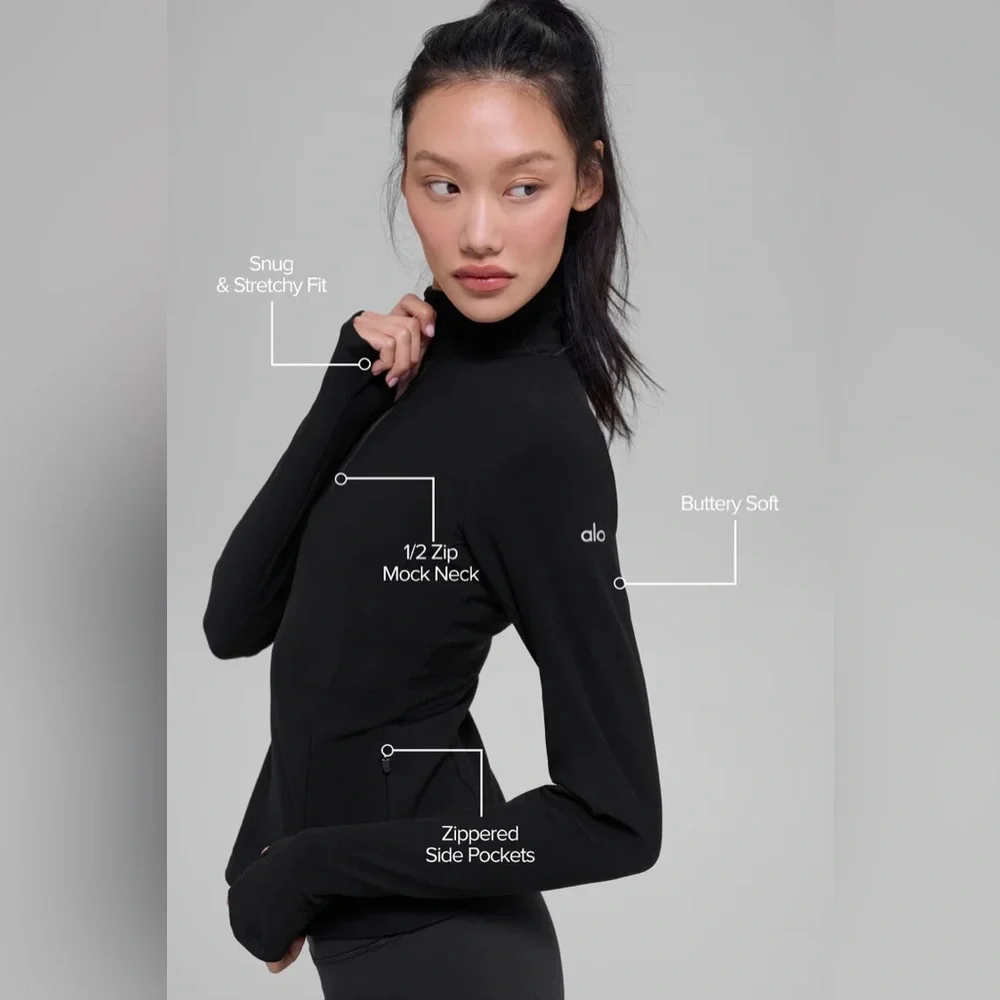 ALO YOGA | ✨NEW✨ Alosoft 1/2 Zip Rapid Pullover in Black
